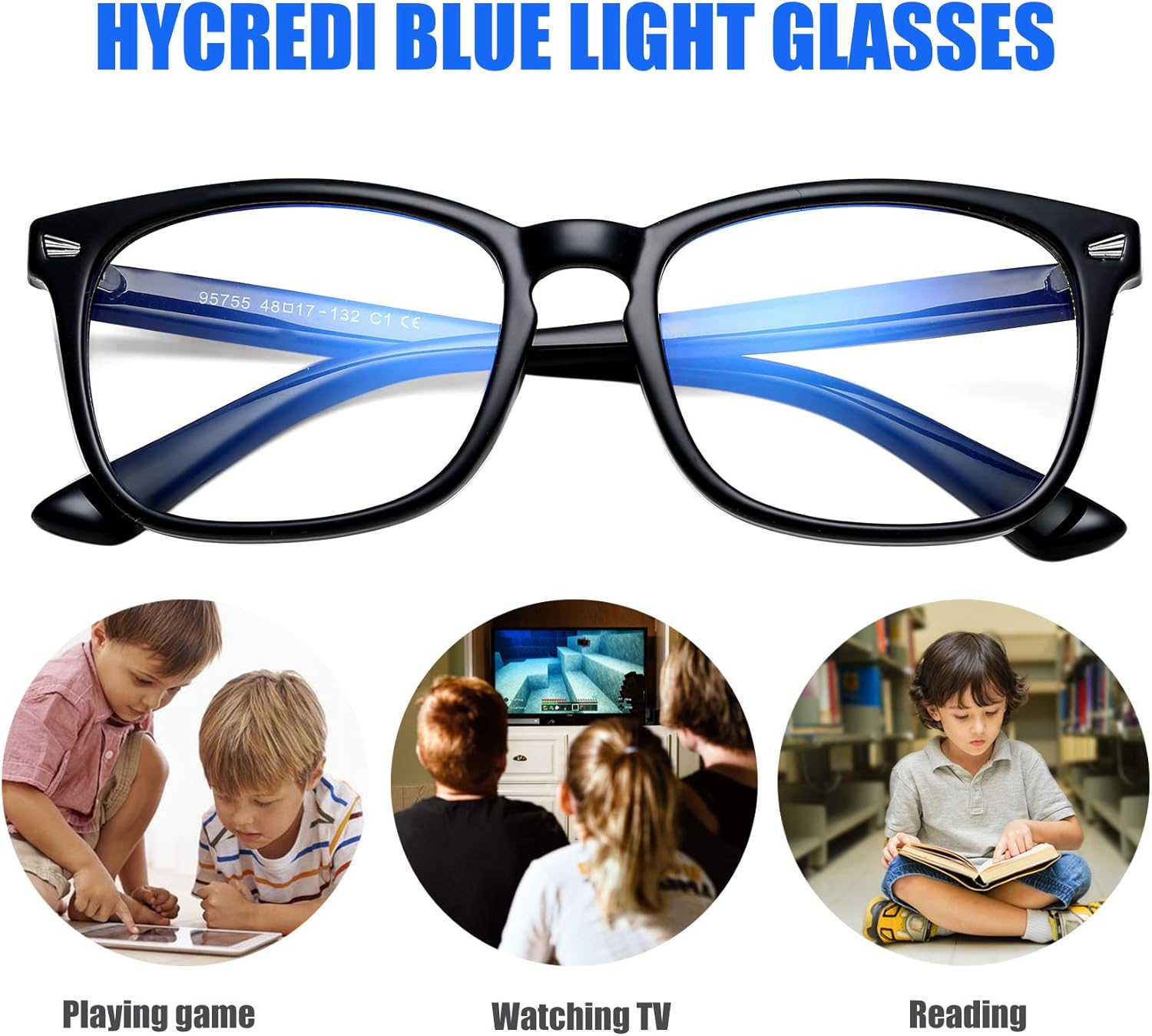 Hycredi Lentes de bloqueo de luz azul para niños, antifatiga ocular y protección UV, gafas de teléfono para juegos de computadora para niños y niñas