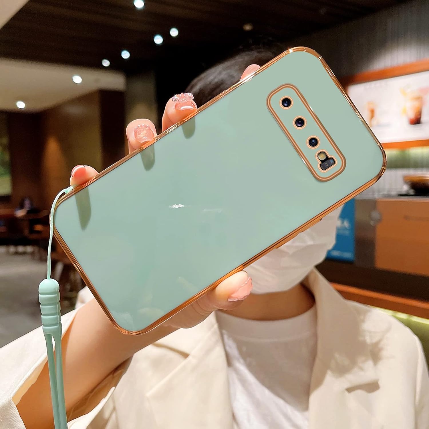 Funda para Samsung Galaxy S10, Galaxy S10 para mujer, galvanoplastia, de lujo, estética, moderna, bonita, de cámara completa, protección de TPU