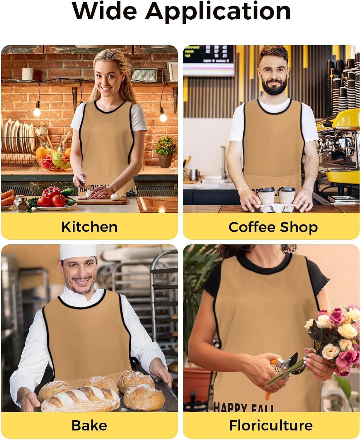 Universal Cobbler Apron with 2 Pockets Unisex Waterproof Chef Aprons Adjustable Washable Bib Apron