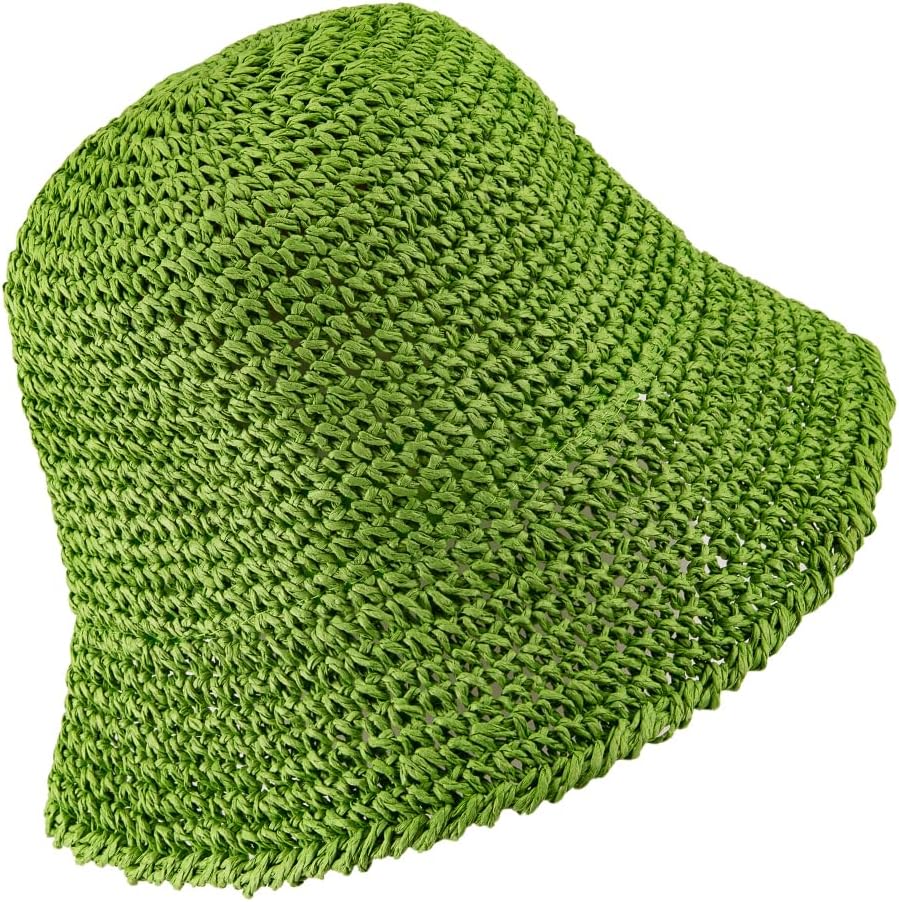 Sombrero de paja verde para mujer, sombrero de paja para el sol, sombrero de paja para mujer, sombrero de playa tejido, sombrero de pesca, sombrero