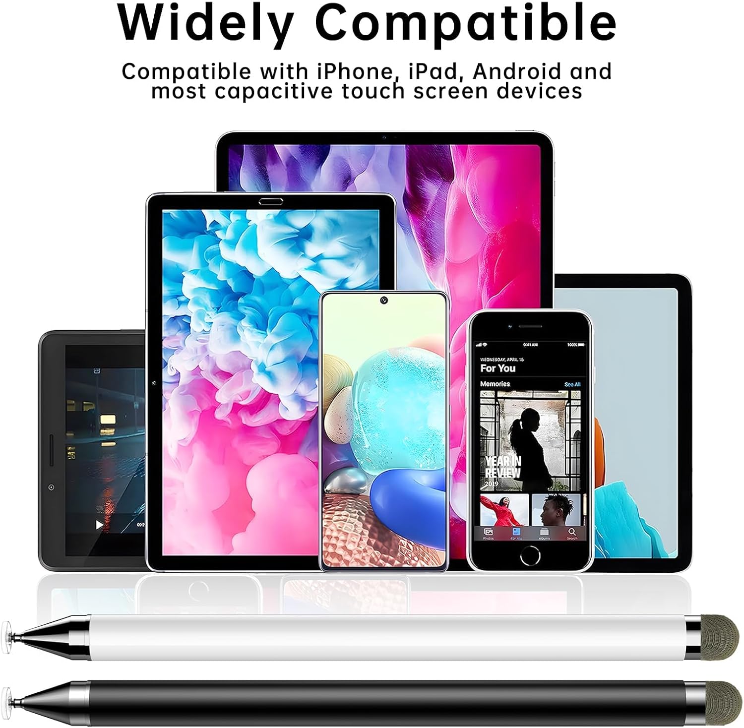 2 lápices capacitivos para pantallas táctiles, lápiz óptico para iPad, lápiz digital 2 en 1 con tapa magnética, lápiz óptico con función de imán
