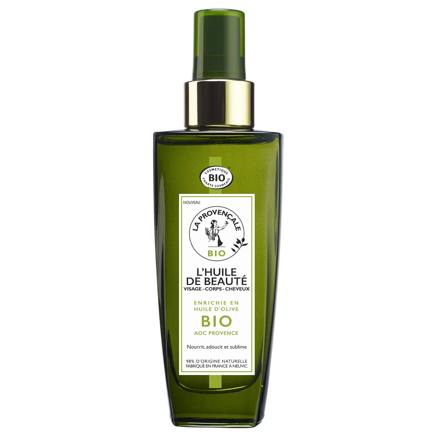 Aceite de belleza para cabello facial y corporal – Cuidado orgánico certificado – Aceite de oliva orgánico AOC Provence – Para todo tipo de cabello