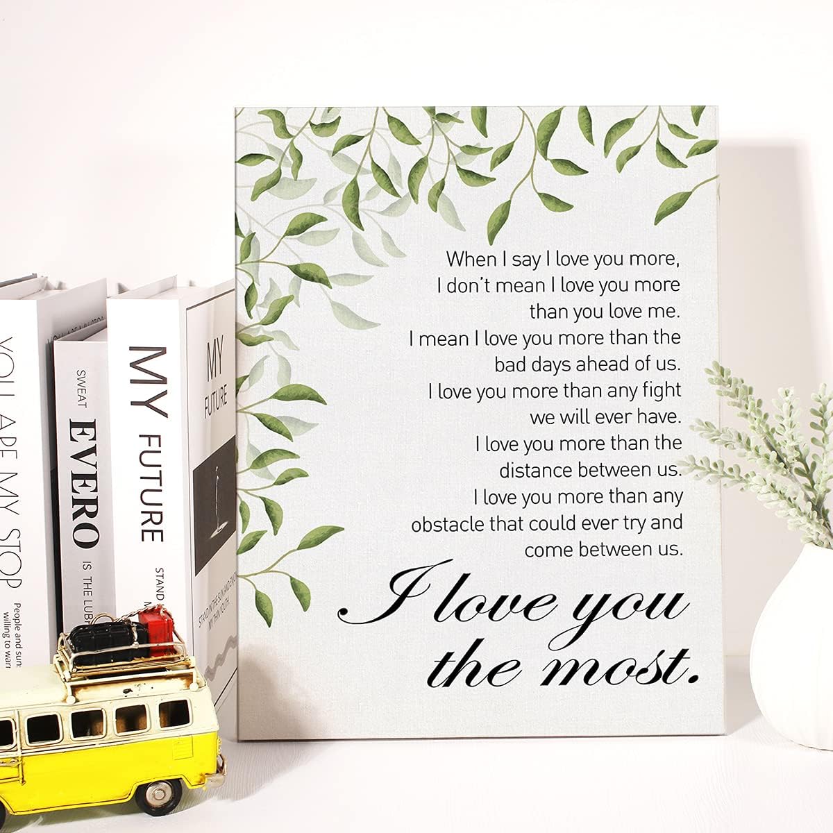 Lienzo decorativo para pared, con texto en inglés When I Say I Love You More, lienzo impreso para boda, matrimonio, pintura, decoración de pared