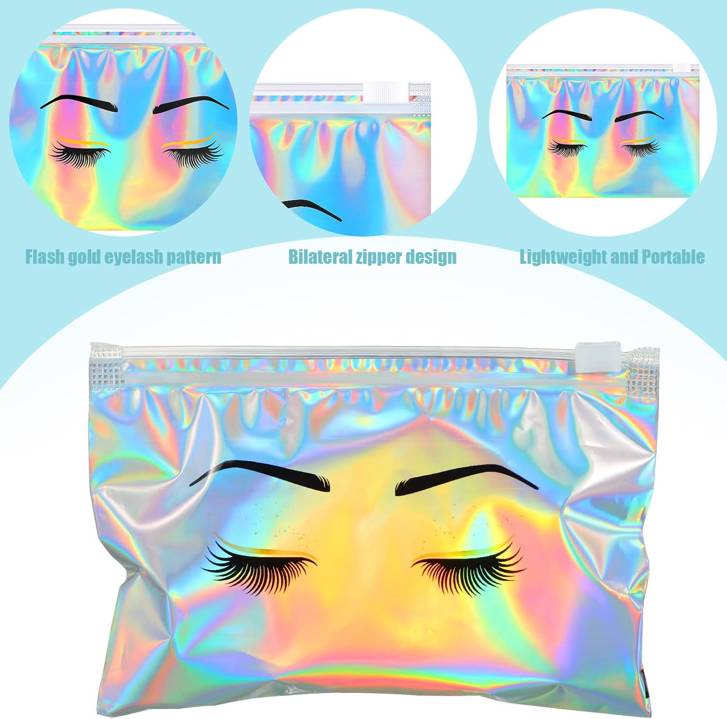 Kajaia 60 bolsas de cuidado posventa de pestañas, bolsas de cosméticos para pestañas, bolsas vacías de maquillaje para pestañas, bolsas con