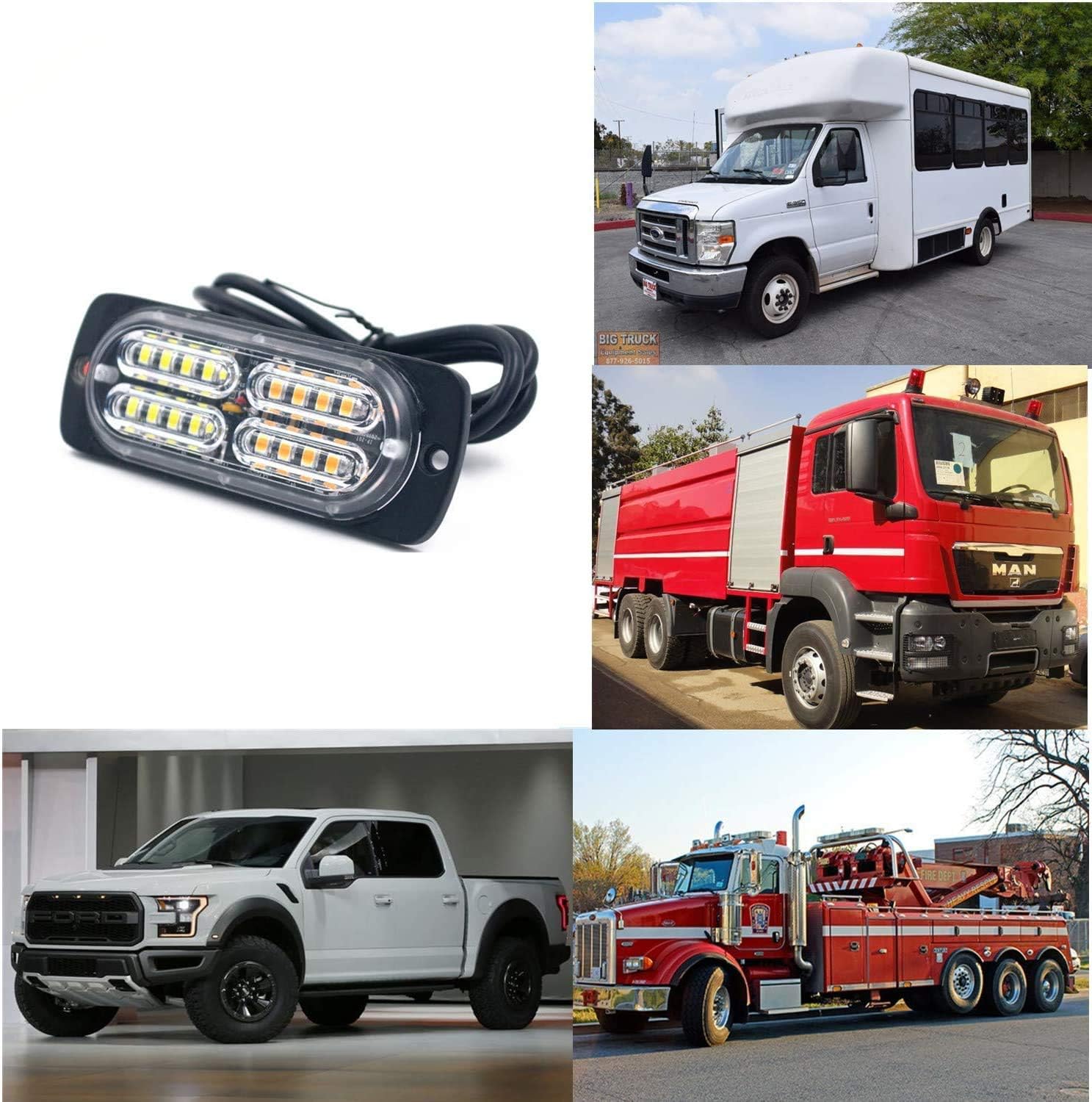 Barra de luz estroboscópica de ámbar resistente al agua con 32 intermitentes diferentes para coche, camión, SUV, furgoneta, 12  24 24 24 V y 20 LED,