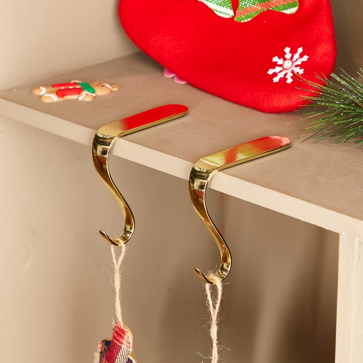 Boao Soportes para calcetines de Navidad de metal para repisas, estantes de chimenea, guirnalda, juego de agarres para decoración de fiestas de