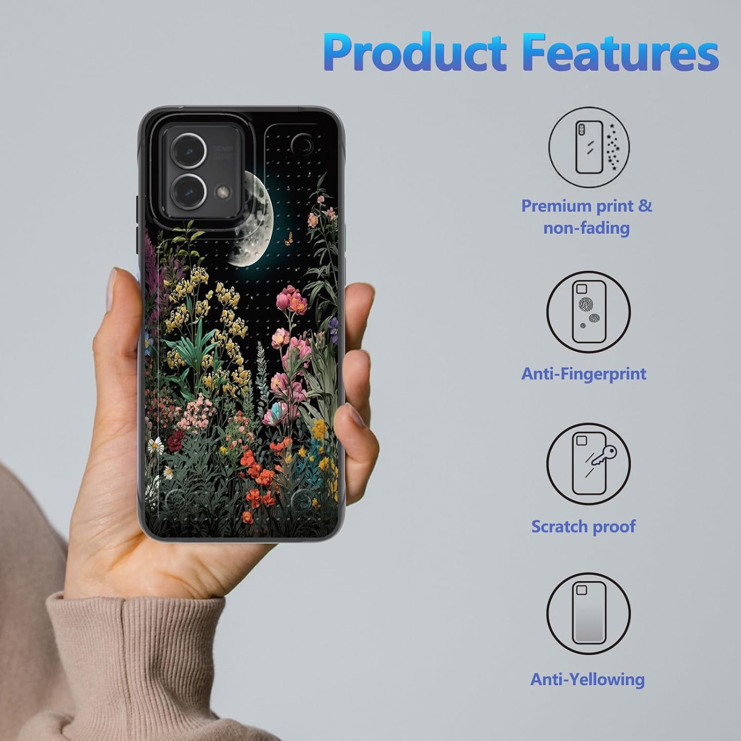 Funda para Moto G Stylus 5G 2023 con protector de pantalla, a prueba de golpes, 2 en 1, parte trasera duradera de policarbonato duro texturizado y