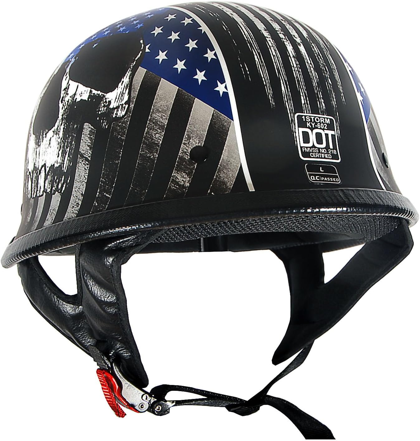 1Storm Casco de motocicleta de media cara estilo alemán aprobado por DOT HKY602