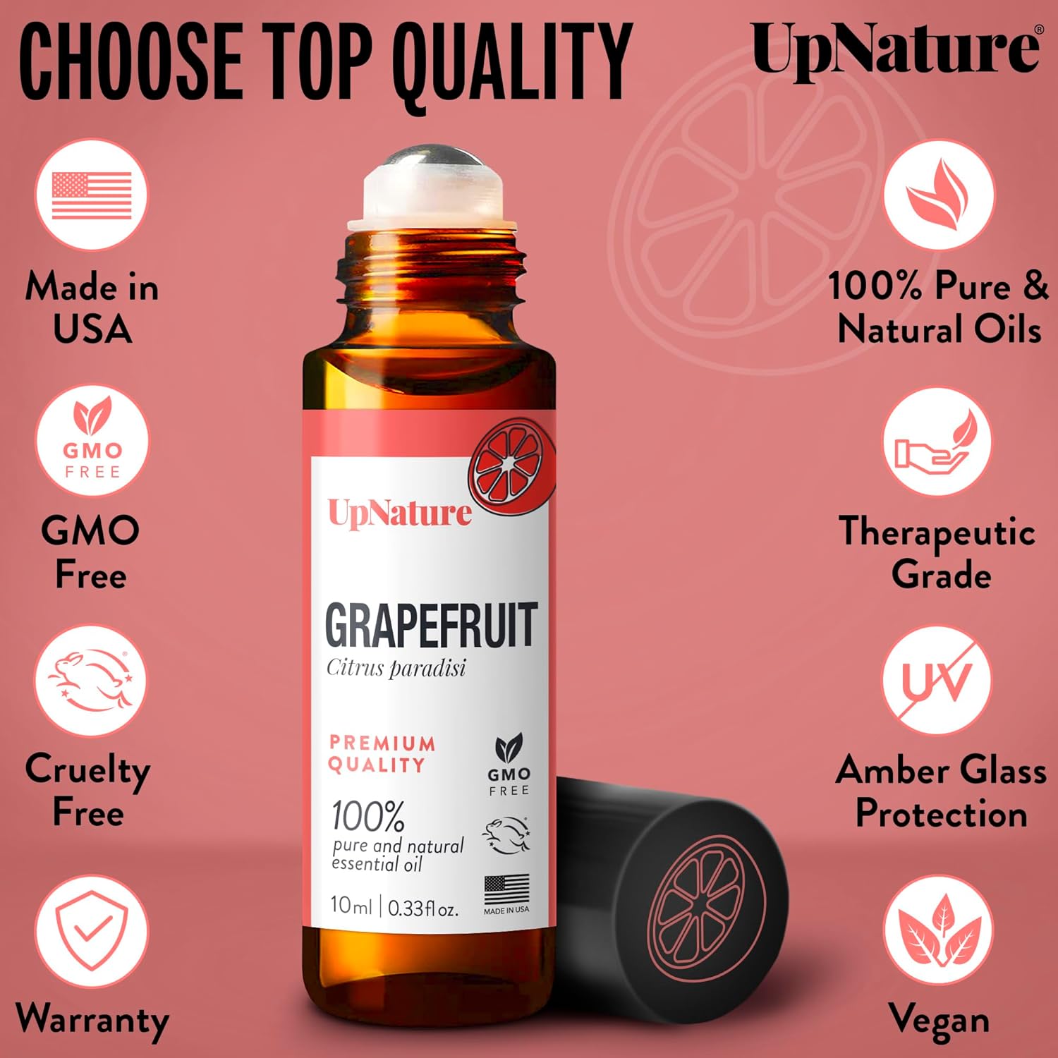 Aceite esencial de toronja rosa roll on de grado terapéutico para aromaterapia,100% natural y puro, aumenta la energía, mejora el estado de ánimo,