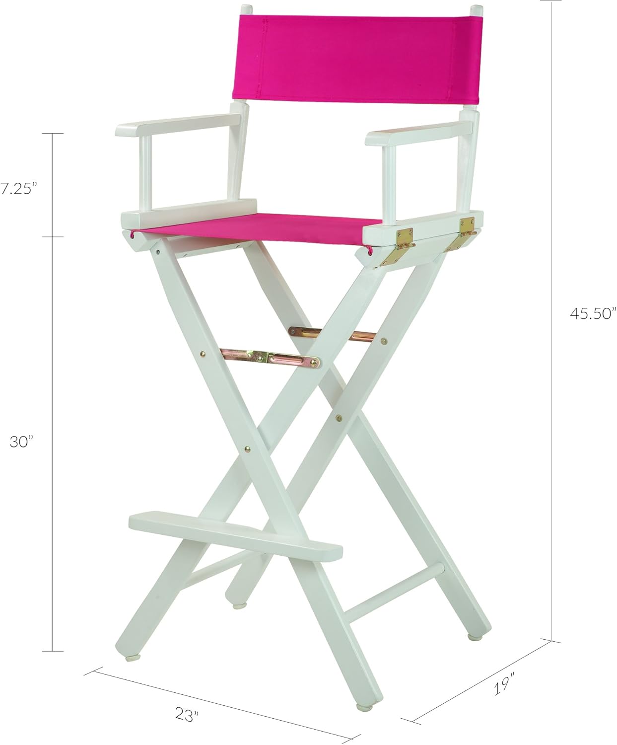 Casual Home 230-01021-30 – Silla de director de 30 in, marco blanco, lona magenta, altura de barra