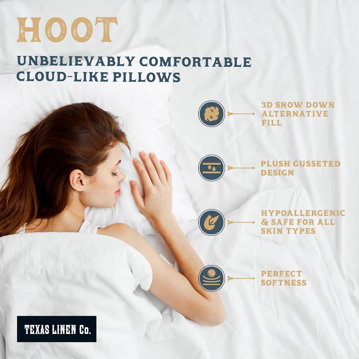TEXAS LINEN CO. Hotel Collection – Almohada de cama para dormir, tamaño King, 1 pieza, extra suave, refrescante, almohada de algodón de lujo con