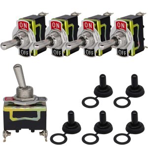 Interruptor de palanca basculante resistente al agua, plateado, 12 V, encendidoapagado, 2 pines, 2 posiciones, 20 A125 V, 15 A250 V, SPST, Interruptor de palanca basculante resistente al agua, plateado, 12 V, encendidoapagado, 2 pines, 2 posiciones, 20 A125 V, 15 A250 V, SPST,