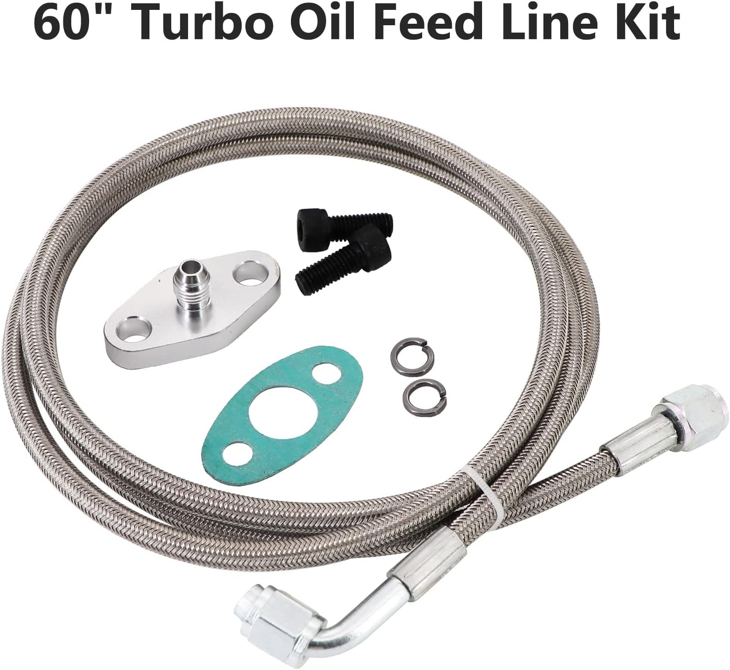 Línea de alimentación de aceite turbo 4AN de 60 pulgadas, longitud de la línea de alimentación turbo de acero inoxidable trenzado, presión 4AN,