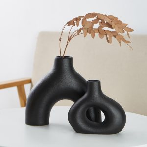 Juego de 2 jarrones de cerámica negra, jarrón decorativo moderno, minimalista retro para decoración del hogar, oficina, dormitorio, sala de estar, Juego de 2 jarrones de cerámica negra, jarrón decorativo moderno, minimalista retro para decoración del hogar, oficina, dormitorio, sala de estar,