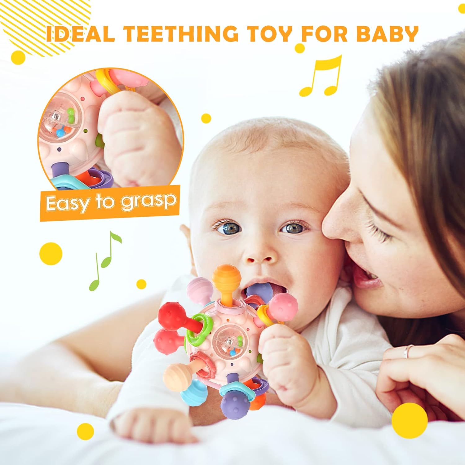 Juguetes sensoriales para la dentición para bebés, mordedores Montessori, regalos para recién nacidos para bebés, niños y niñas de 0, 3, 6, 9, 12,
