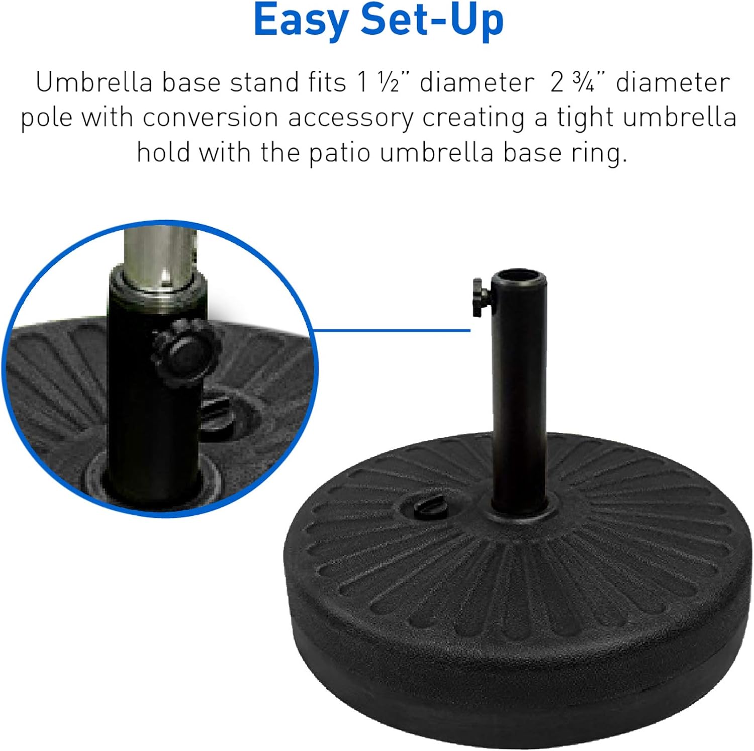 EASYGO PRODUCTS Base de sombrilla rellena de agua, para patio al aire libre, resistente, color negro