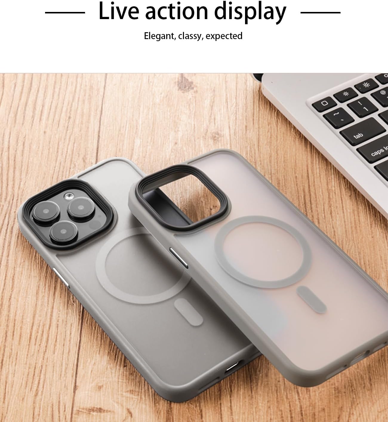 RLXQG – Funda magnética diseñada para iPhone 15 Pro Max probada en caídas de grado militar compatible con MagSafe Funda translúcida mate para iPhone