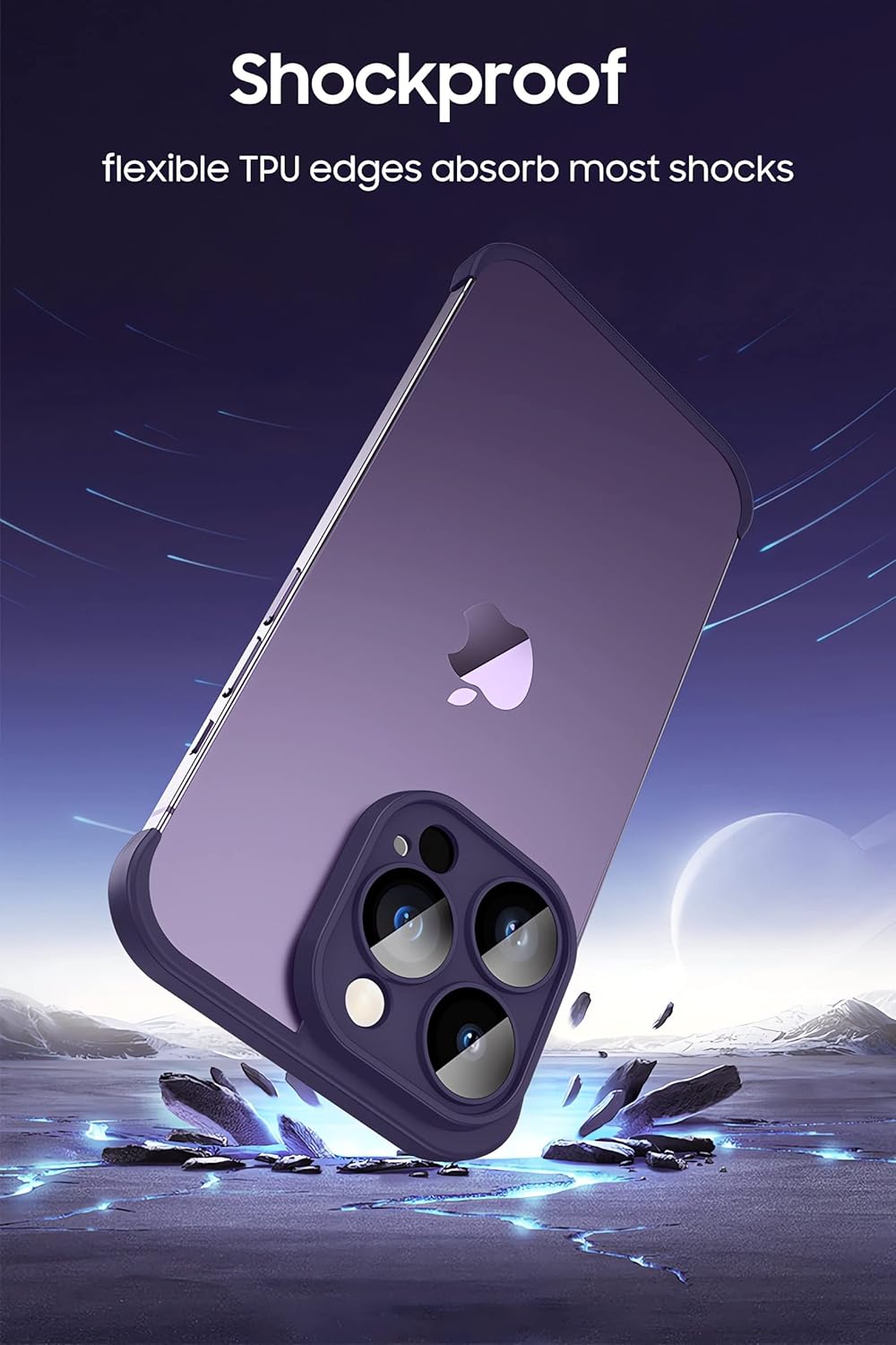 LEKEVO Funda sin marco para iPhone 15 Pro Max con protector de lente de cámara, funda delgada de TPU suave a prueba de golpes, carcasa minimalista