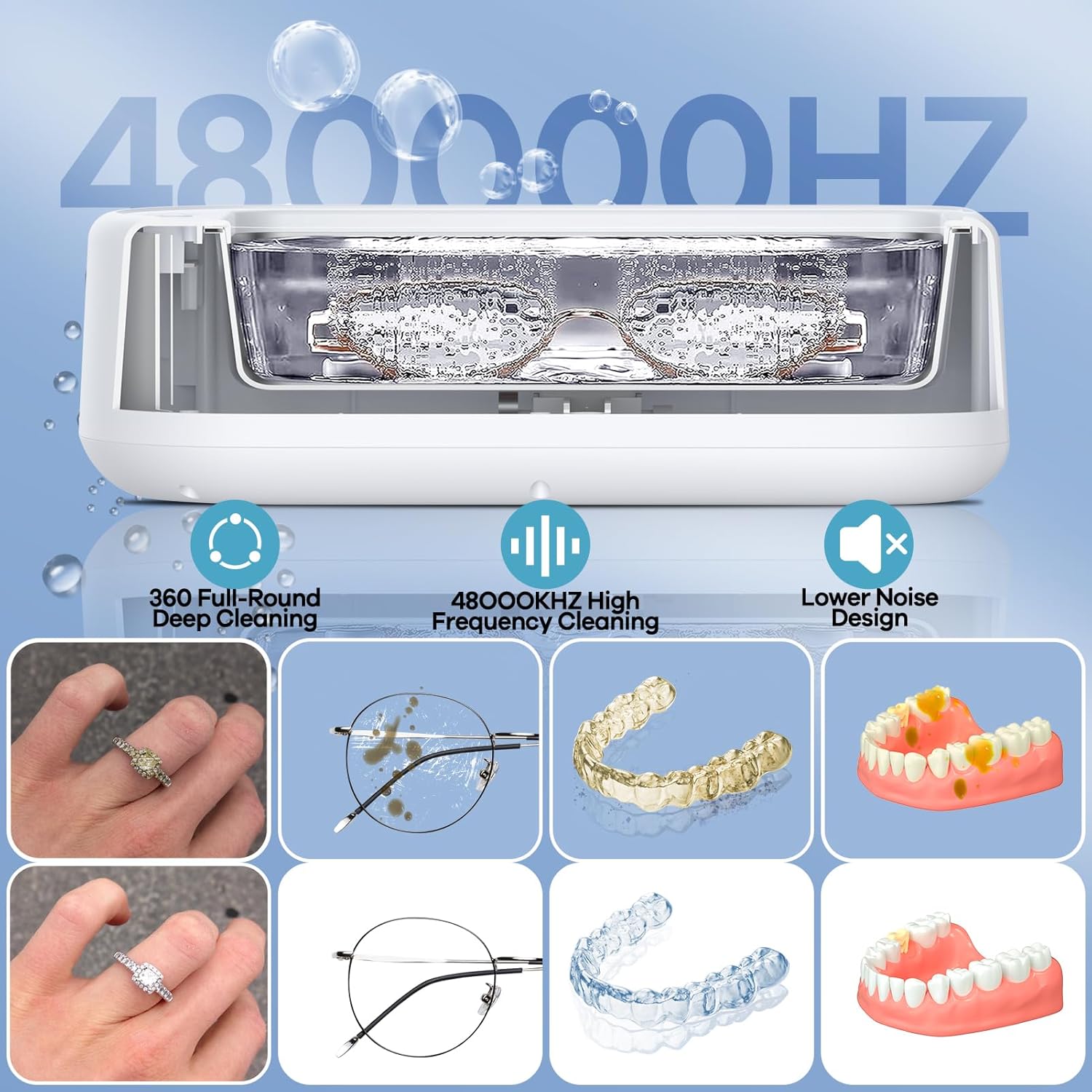 Limpiador ultrasónico Máquina de limpieza de joyas Máquina profesional de limpieza ultrasónica de gafas Pequeña – Limpiador de retenedores portátil