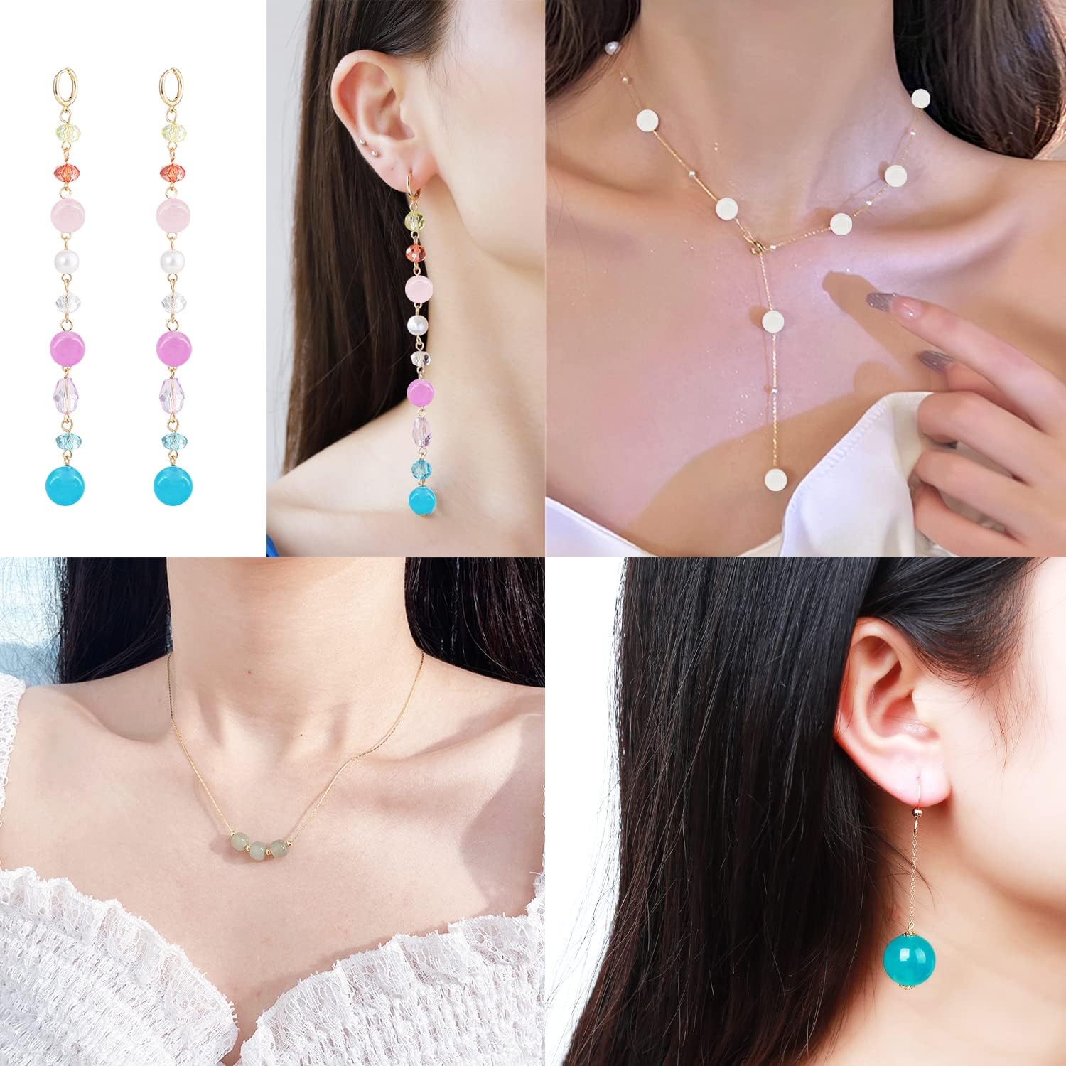 Cuentas de vidrio de 0.394 pulgadas para la fabricación de joyas, cuentas de cristal redondas de 28 colores, cuentas de piedras preciosas, juego de