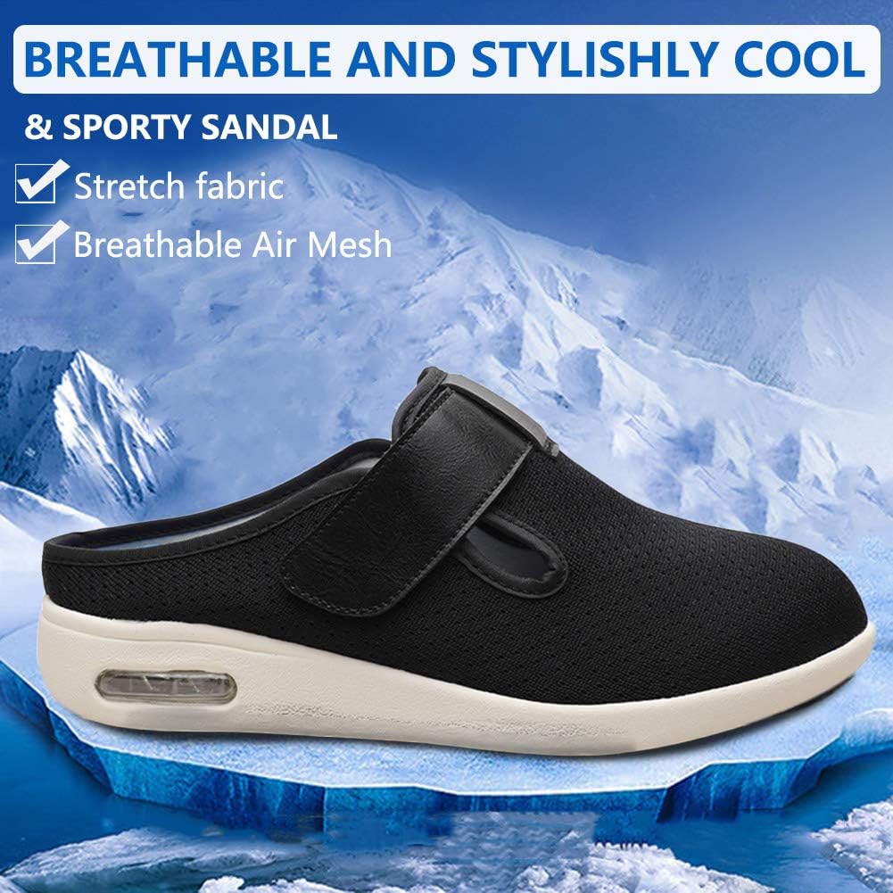 Pantuflas diabéticas para mujer, extra anchas, zapatos para caminar con cierres ajustables para edema diabético, fascitis plantar, juanetes,