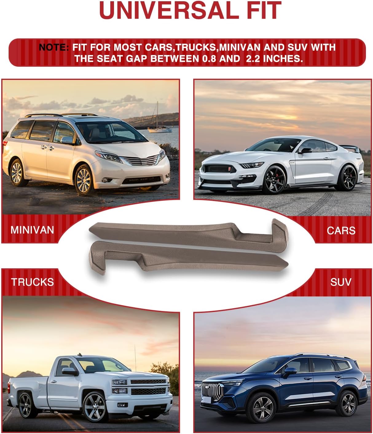 Paquete de 2 rellenos de espacio para asiento de automóvil, universal para automóvil, SUV, camión, para llenar el espacio entre el asiento y la