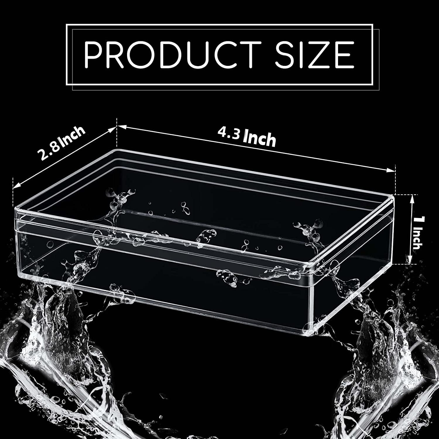 Caja de acrílico transparente con tapas, paquete de 4 cubos cuadrados de plástico acrílico de 4.3 x 2.7 x 1 pulgadas, cajas de dulces de Navidad