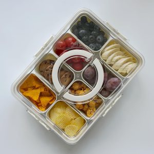 Caja dividida para aperitivos para charcutería, bandeja para verduras, bandeja para servir con tapa, organizador de platos para fiestas, picnic, Caja dividida para aperitivos para charcutería, bandeja para verduras, bandeja para servir con tapa, organizador de platos para fiestas, picnic,