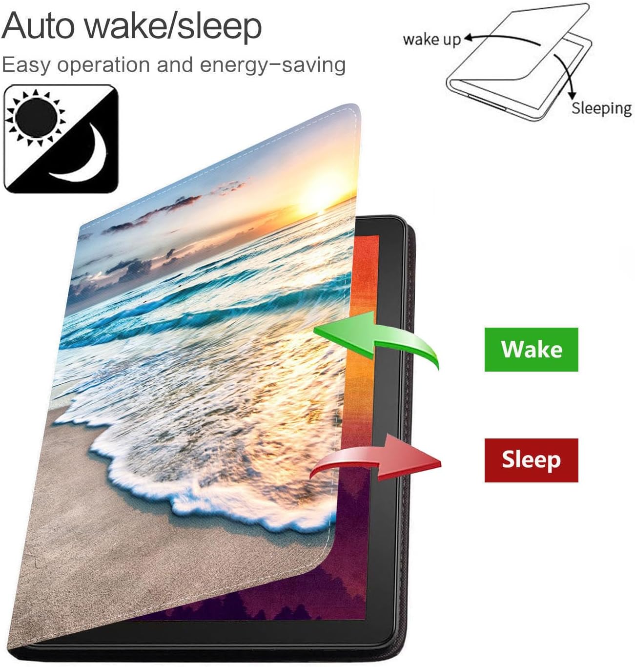 Funda para Samsung Galaxy Tab A8 de 10.5 pulgadas 2022 (Modelo SM-X200X205X207) – Funda delgada de piel sintética con función de reposoencendido