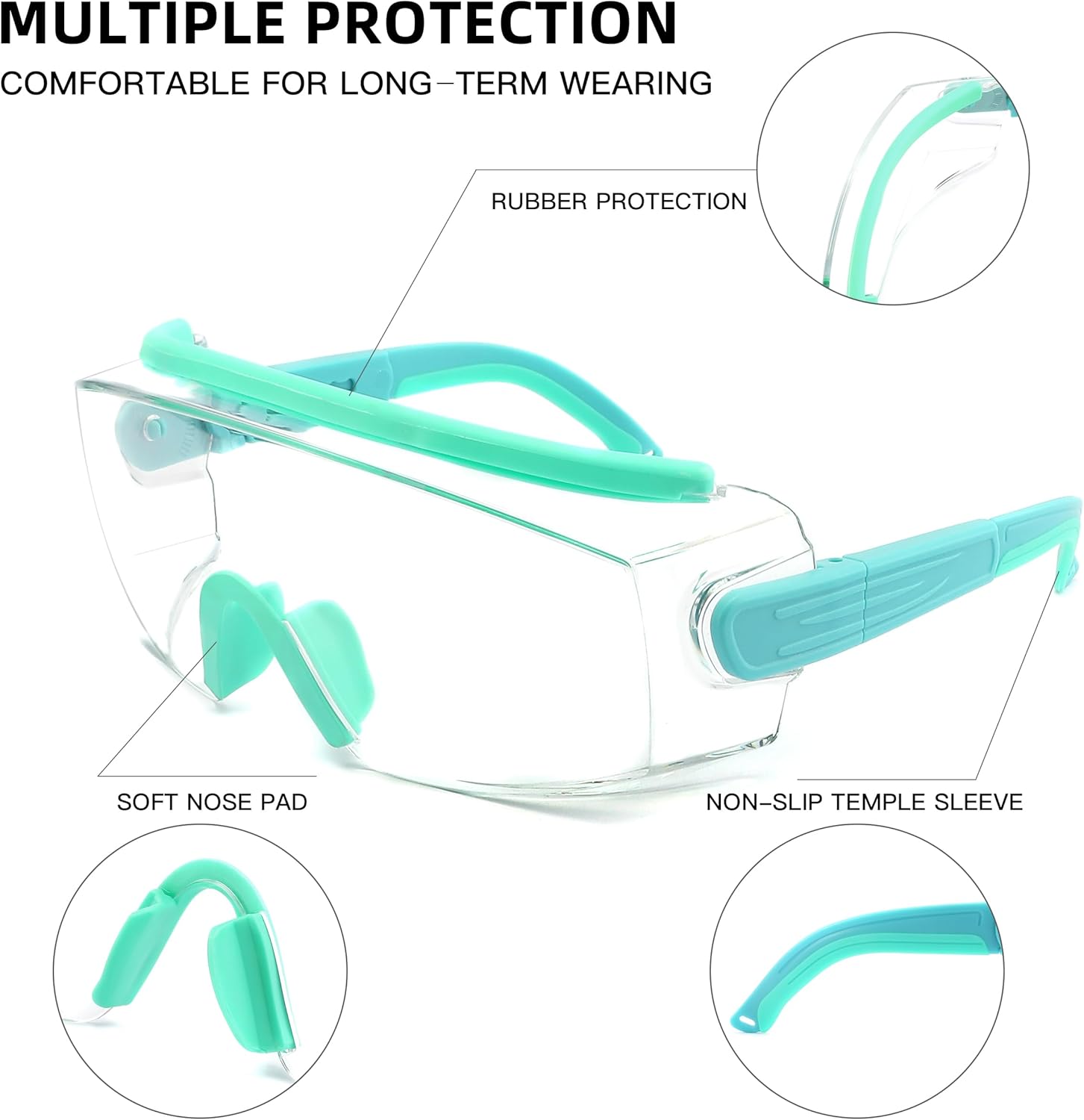 Gafas de seguridad sobre anteojos, anti niebla, gafas protectoras con marco ajustable para hombres y mujeres