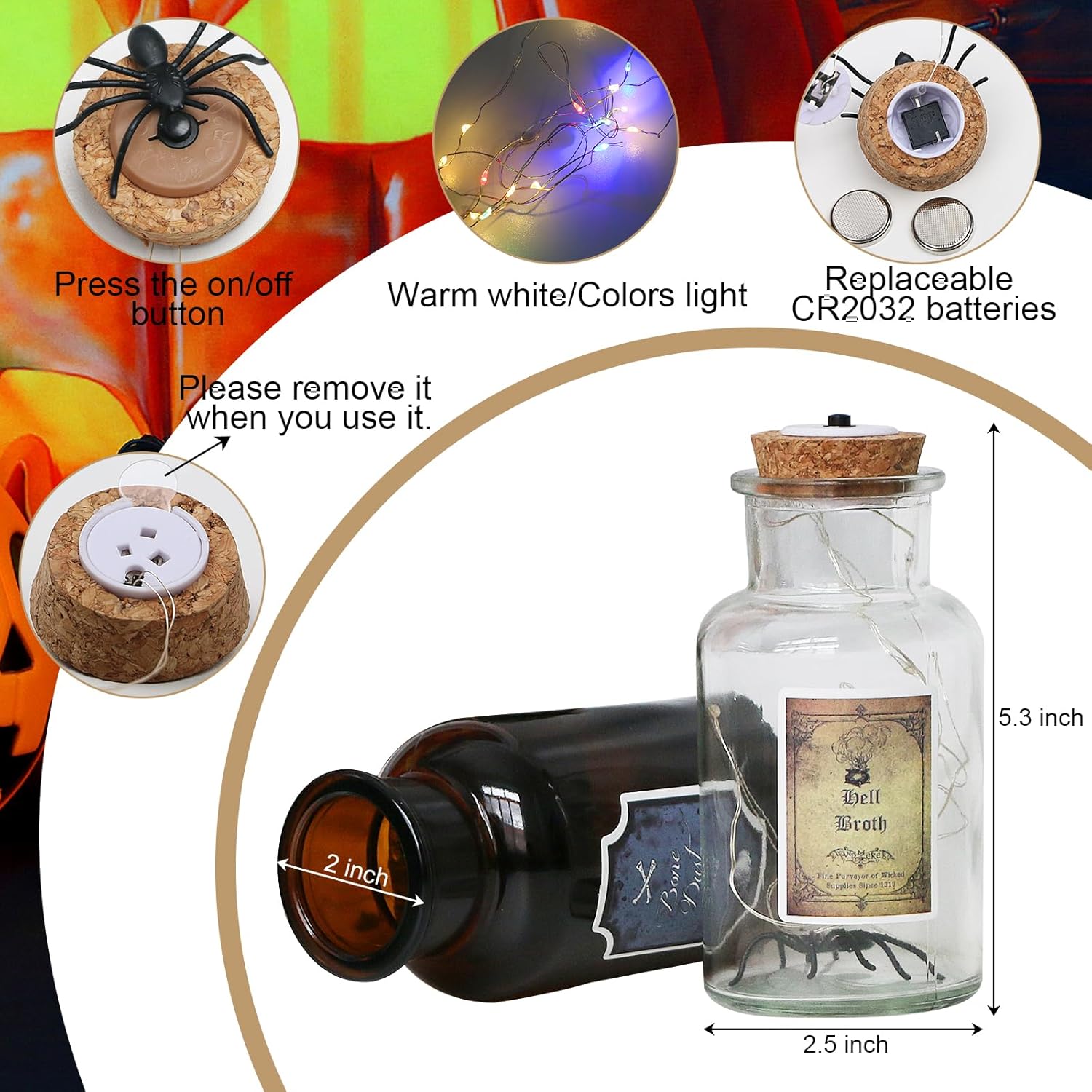 3 botellas de poción de Pascua  Botella de veneno con corcho para decoración interior del hogar con luces LED, bandeja escalonada para fiestas