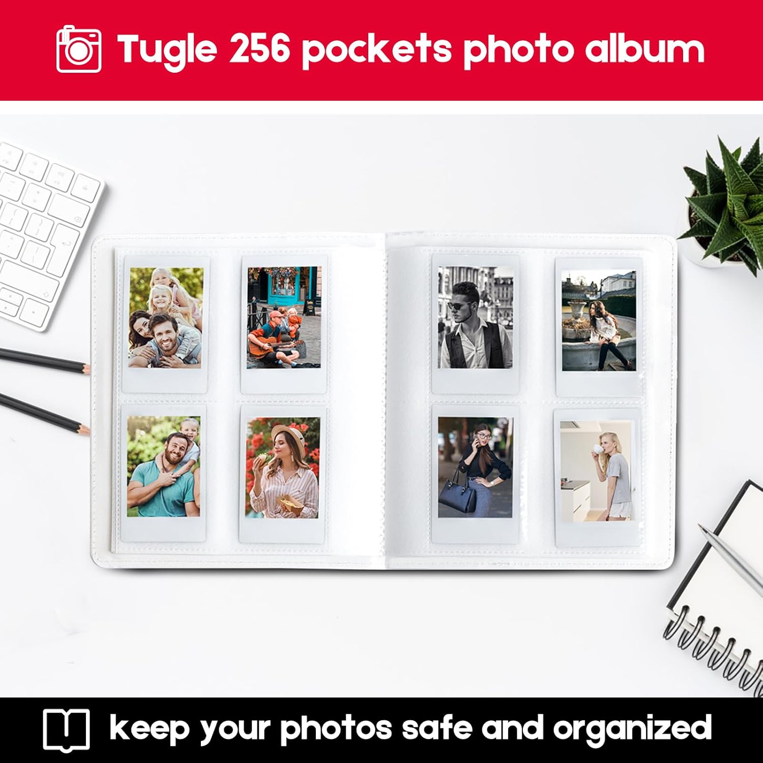 Álbum de fotos de 256 bolsillos para cámara instantánea Polaroid Fujifilm Instax Mini 11 12 9 8+ 8 7+, KODAK StepCanon IVYHP Sprocket impresora