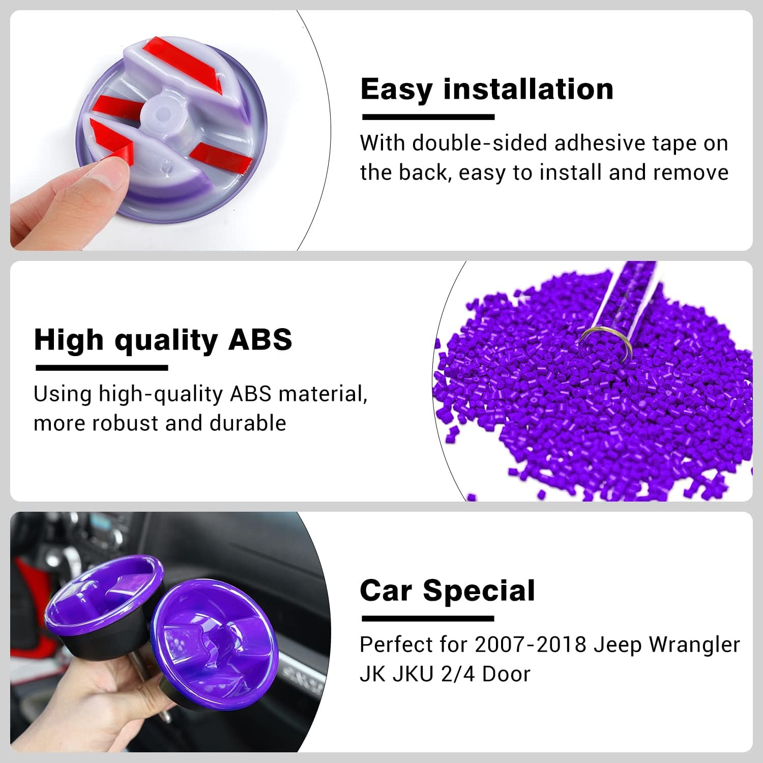 Cubierta decorativa para perilla de montaje en panel duro de techo rígido para Jeep Wrangler JK JKU 2007-2018, accesorios interiores de 24 puertas