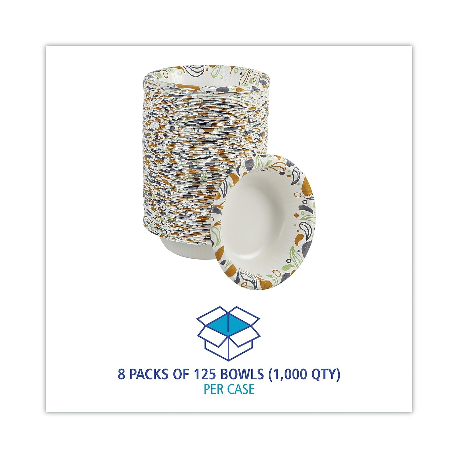 Boardwalk DEER12BOWL Deerfield – Cuenco de papel impreso, 12 onzas, 50 tazonespaquete, 20 paquetescartón
