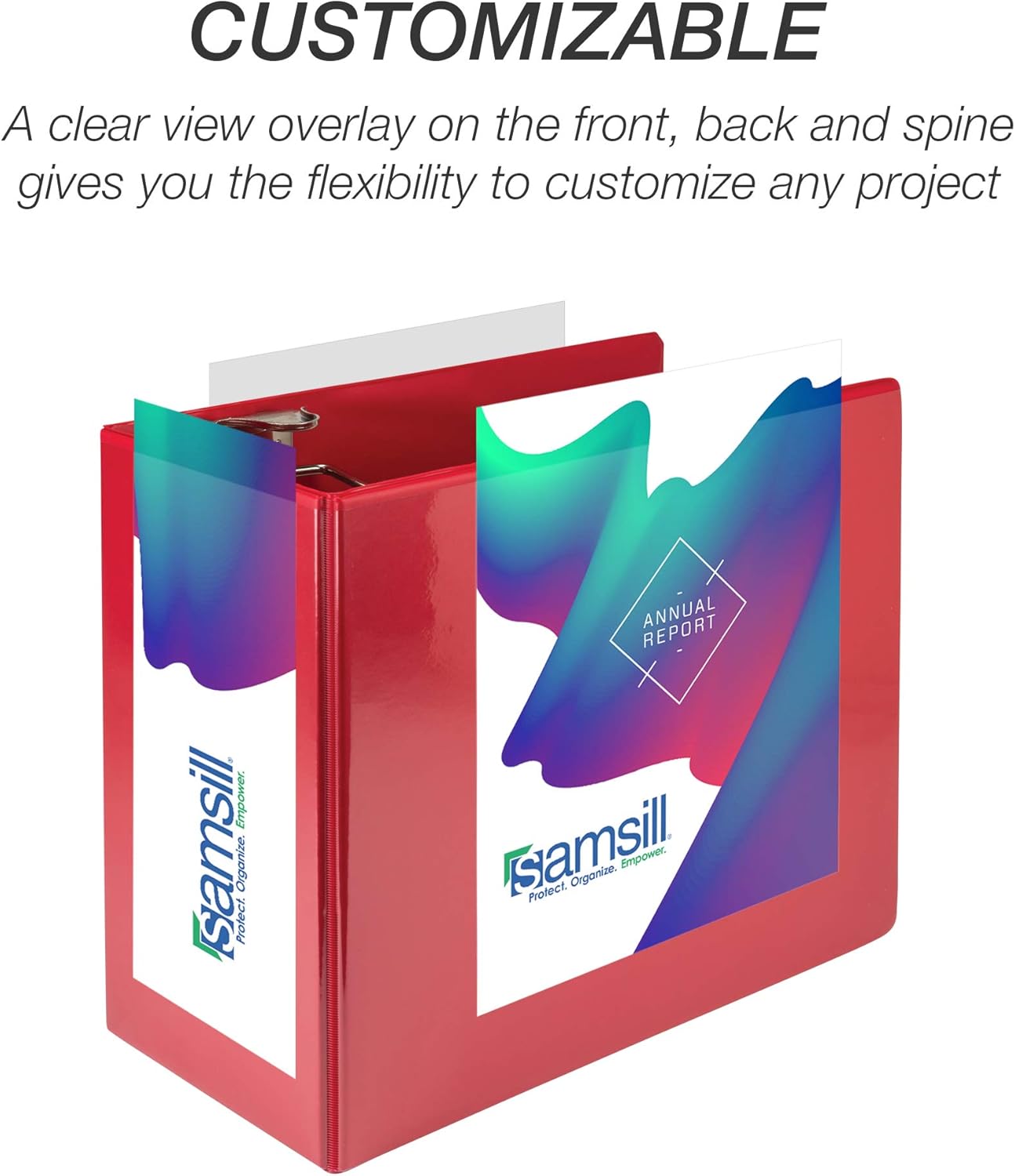 Samsill – Carpeta duradera de 6 pulgadas, fabricada en los Estados Unidos, con anillos de bloqueo en D, cubierta transparente y personalizable,