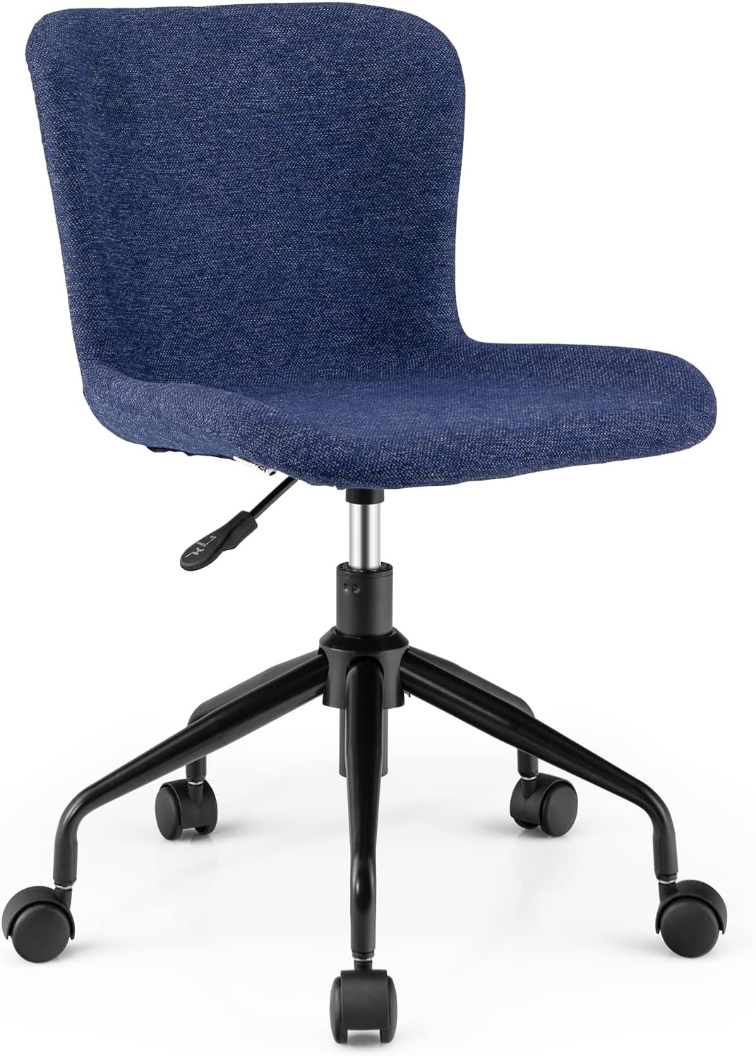 Giantex Silla de oficina en casa con ruedas, silla giratoria de computadora con respaldo medio, silla de ocio de lino ajustable para sala de estar,