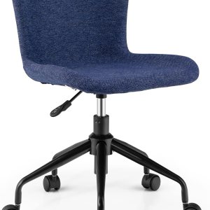 Giantex Silla de oficina en casa con ruedas, silla giratoria de computadora con respaldo medio, silla de ocio de lino ajustable para sala de estar, Giantex Silla de oficina en casa con ruedas, silla giratoria de computadora con respaldo medio, silla de ocio de lino ajustable para sala de estar,