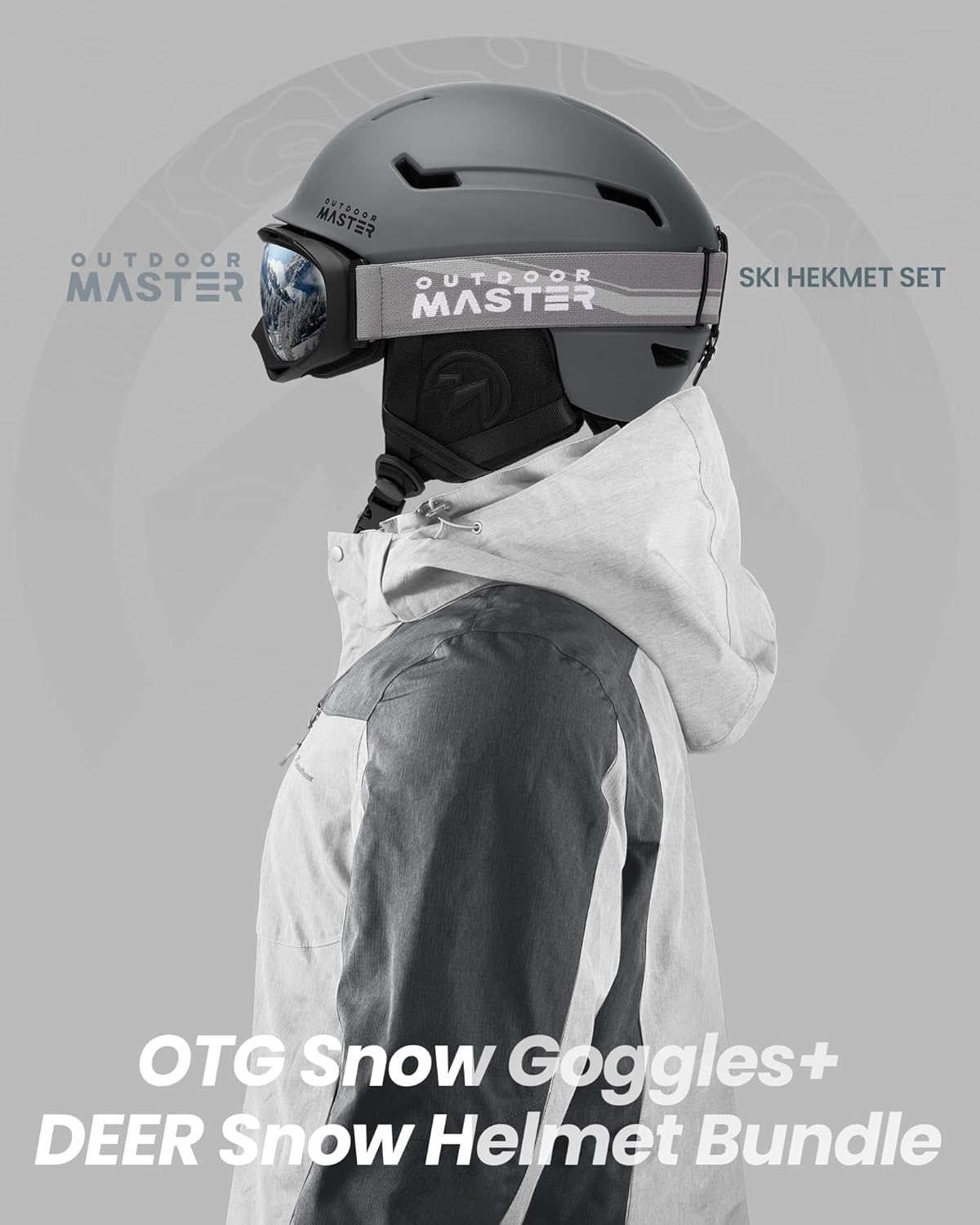 OutdoorMaster Juego de casco de esquí, casco de snowboard con gafas para adultos, carcasa de policarbonato duradera, espuma EPS protectora y 10