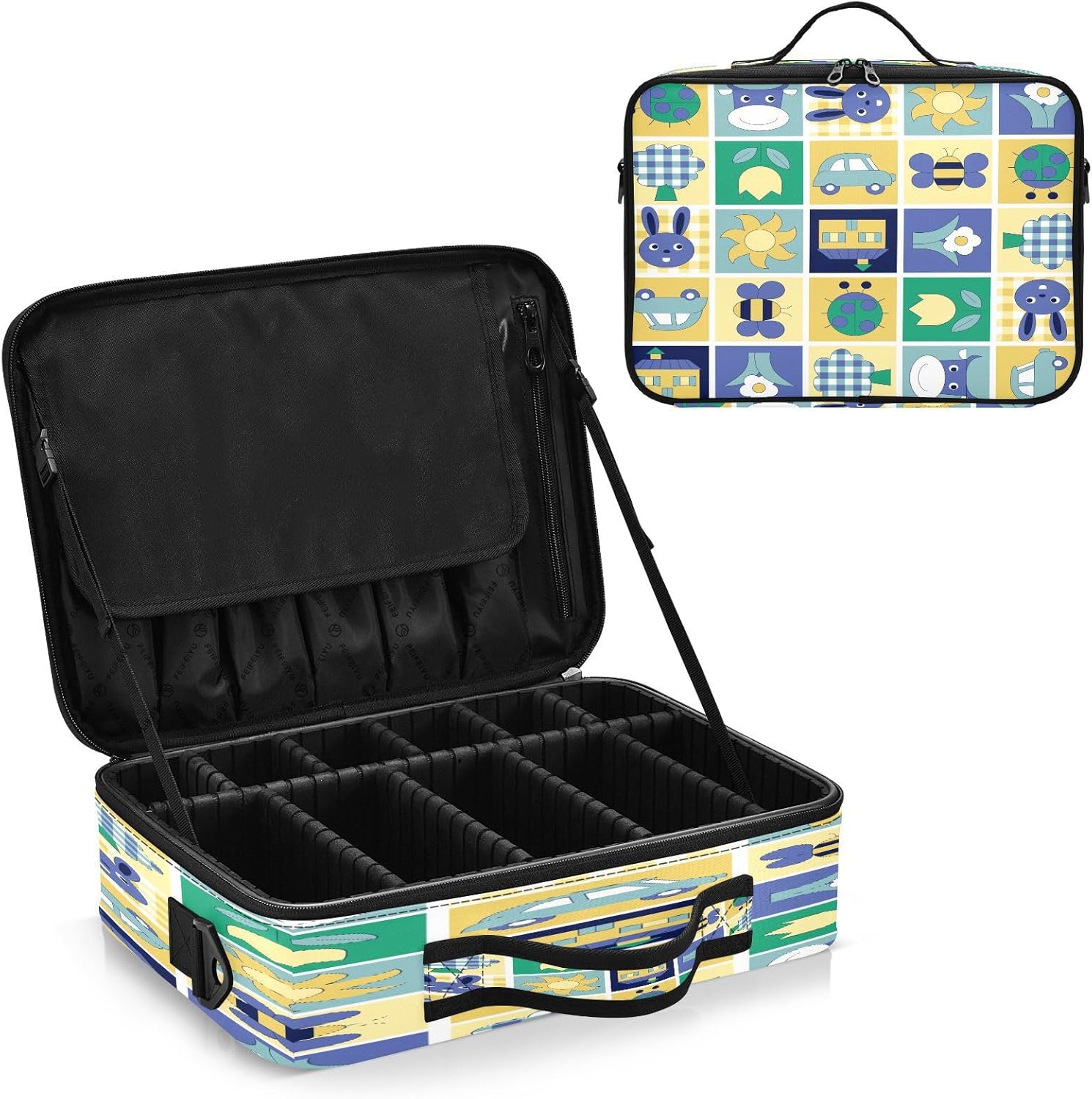 Plaid Cartoon Cute Animals Kids cosmetic makeup bag large toiletry travel bag large make up bag travel makeup bags for women bolso para maquillaje