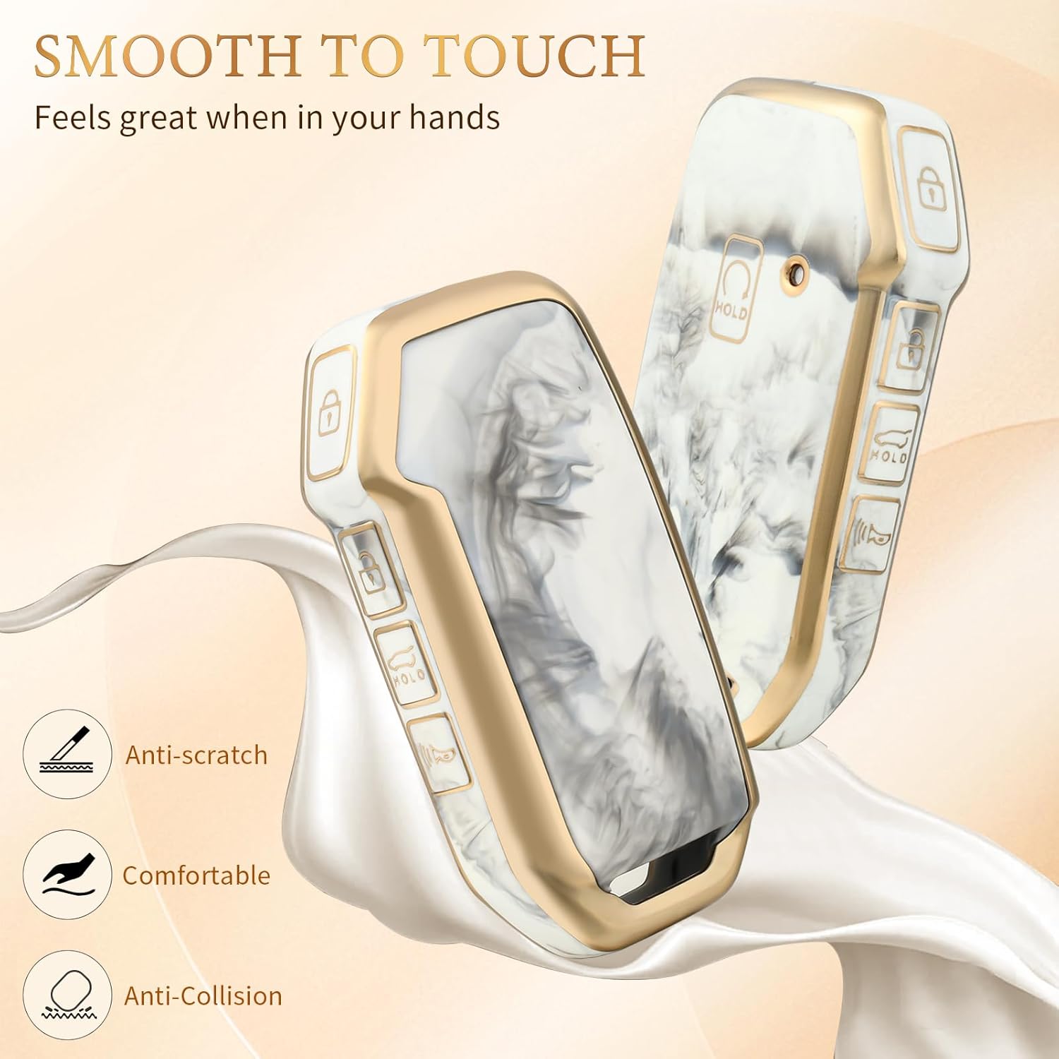 OFFCURVE Funda especial para llavero Kia Rio Optima Soul Sportage Sorento Carens Accesorios Smart Keyless Remote Key Protector, grispatrón