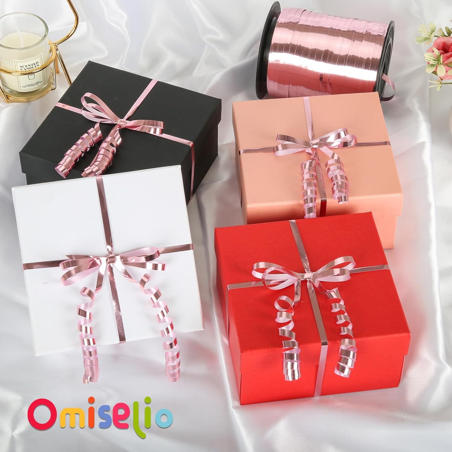 Cinta rizadora de oro rosa, cinta de oro rosa de 500 yardas, cinta rizada metálica brillante para envolver regalos, cuerda de globos, cinta de