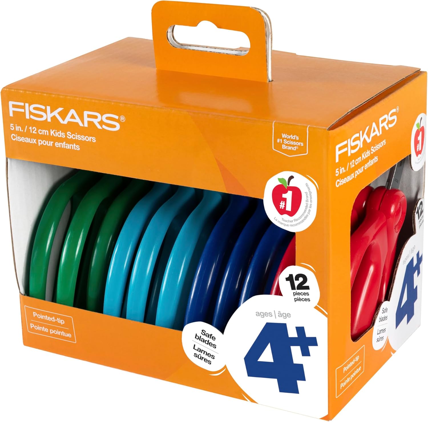 Fiskars Tijeras puntiagudas para niños Classpack (5 pulgadas, 12 unidades)