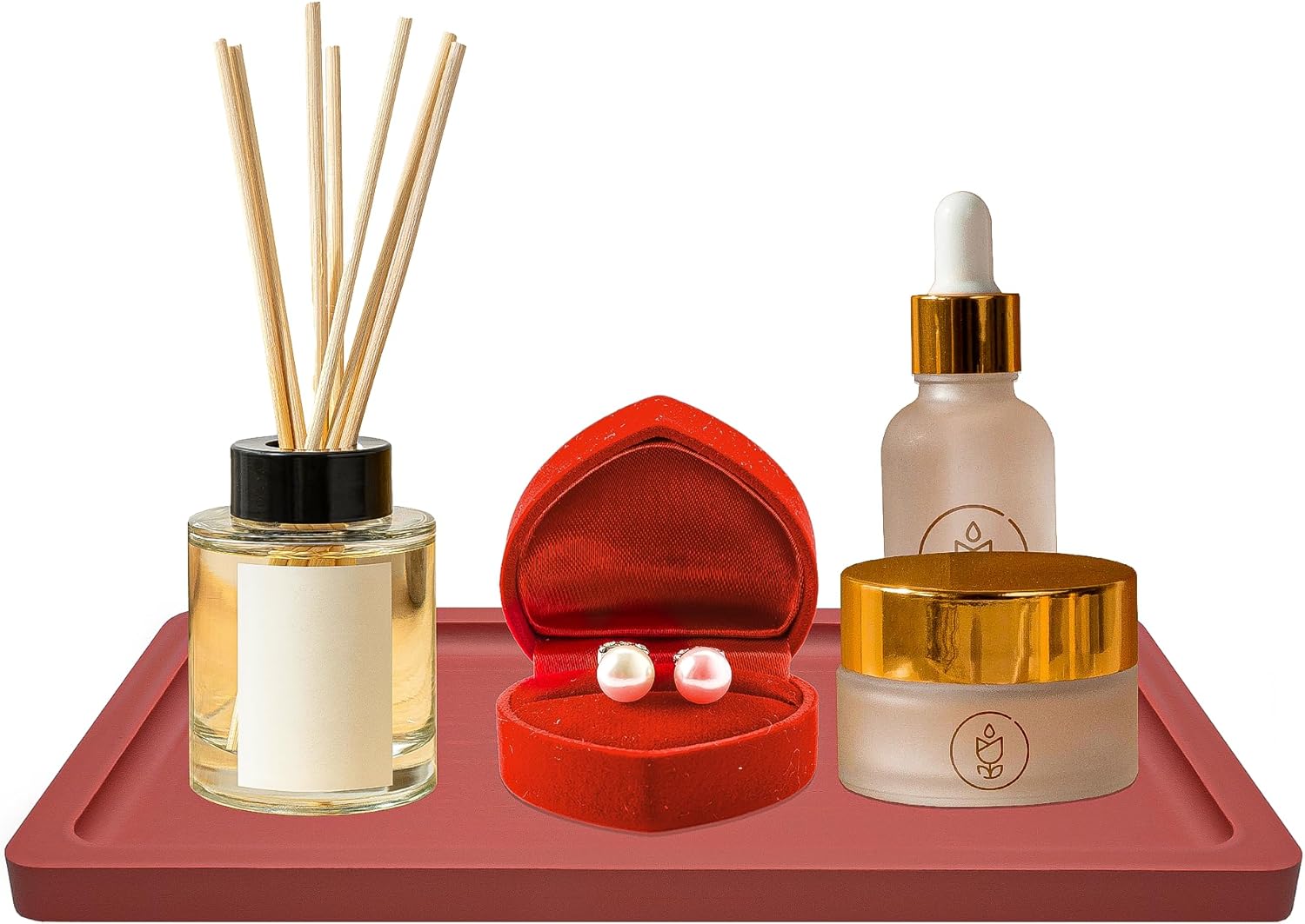 YELLOW LOTUS Bandeja de tocador rosa  Pequeña bandeja de perfume para tocador, pequeñas bandejas de madera para decoración, bandeja de joyería de