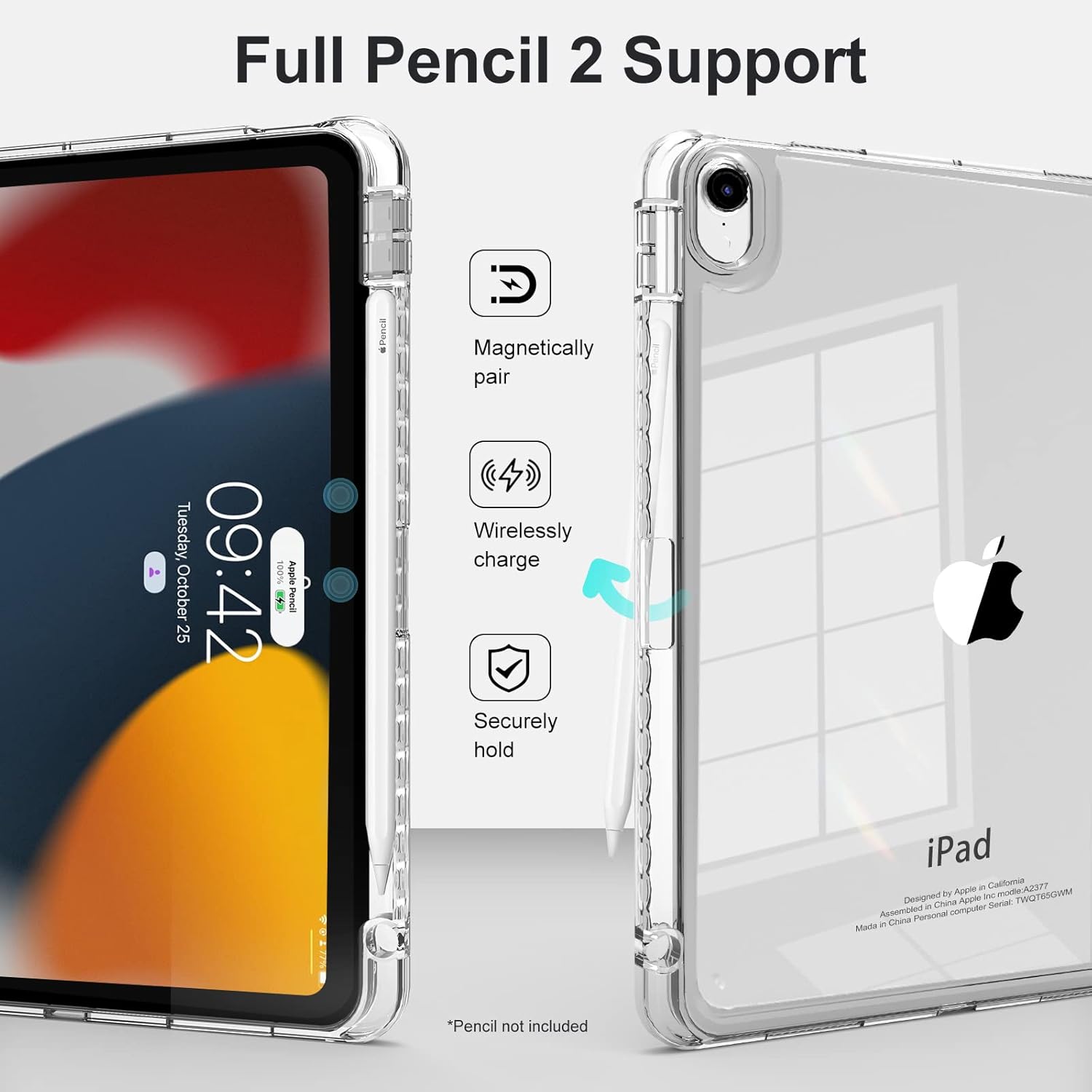 MYGROO Funda para iPad Air de 11 pulgadas 2024, iPad Air de 5 generación 2022 con soporte para lápices, funda Air de 4 generación 2020, funda