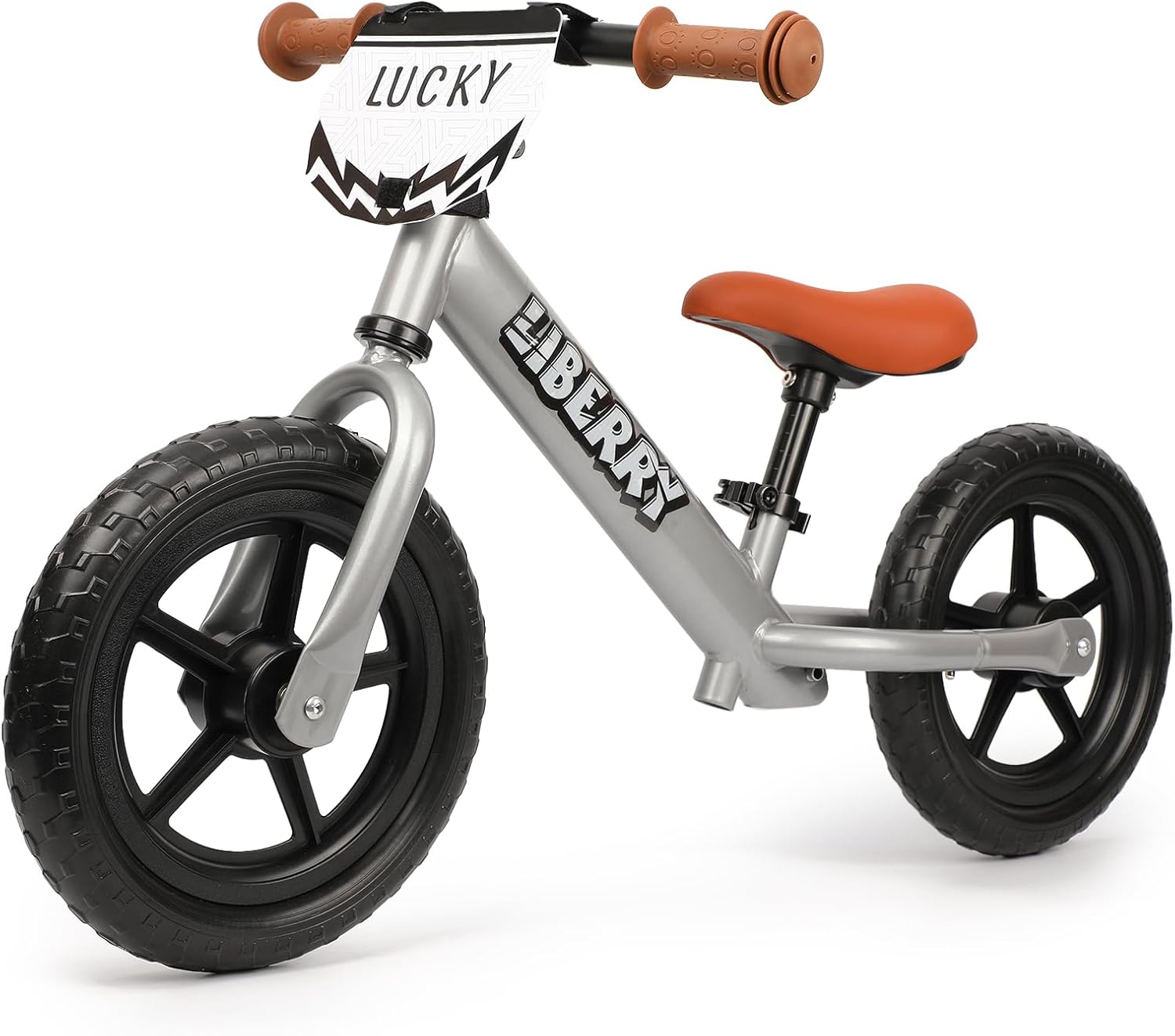 Liberry Bicicleta de equilibrio para niños de 2, 3, 4, 5 años, sin pedales, con manubrio ajustable, asiento y placa personalizada, bicicleta de 12