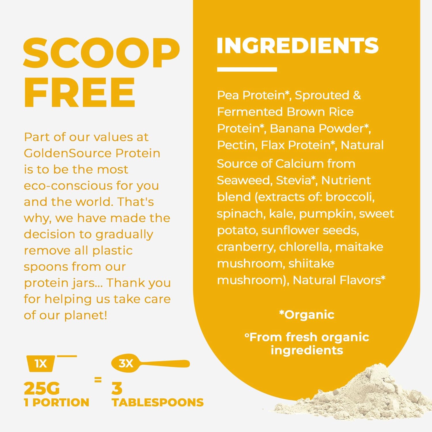 GoldenSource Proteins, plátano, proteína en polvo a base de plantas, mezcla de proteínas, proteína en polvo con 22 vitaminas y minerales, 0.63 onzas