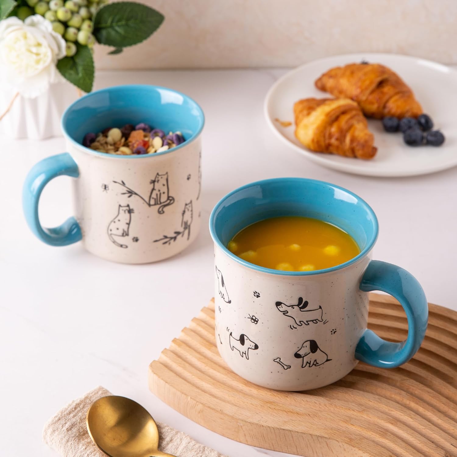 AmorArc Juego de 2 tazas de café de cerámica grandes de 22 onzas, tazas de gran tamaño con mango grande para hombres, mujeres, papá, mamá, taza