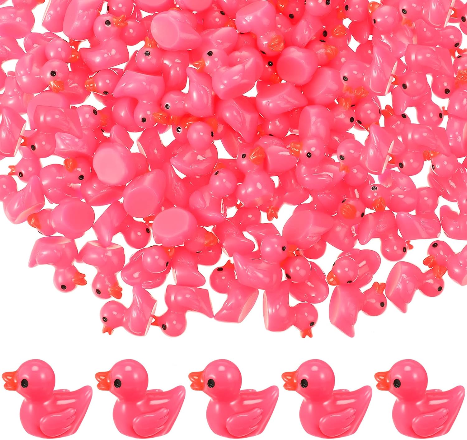 150 piezas de mini patos de resina rosados pequeños patos en miniatura a granel pequeñas figuras de patos de plástico para el día de San Valentín,