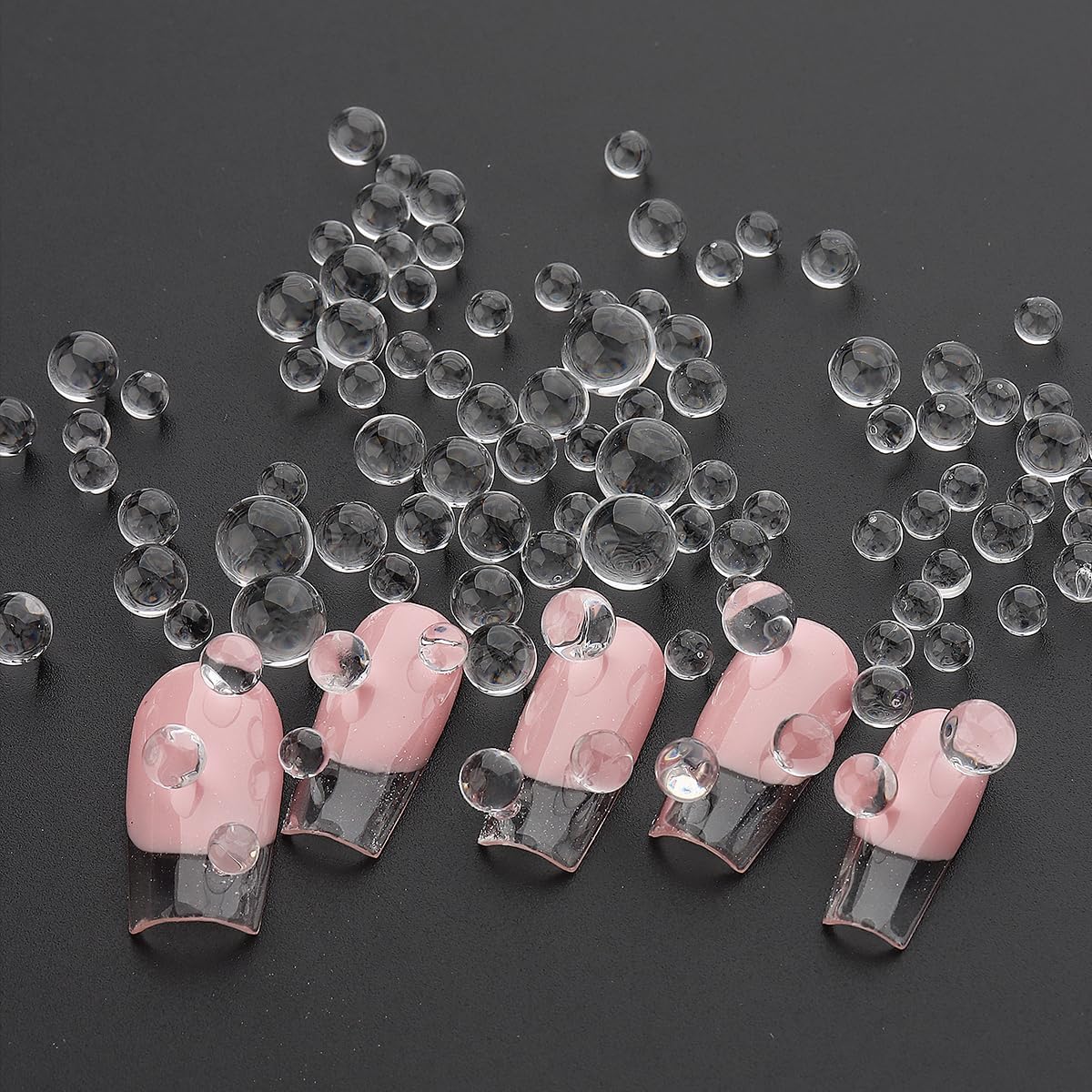 Cuentas de agua transparente para arte de uñas, cuentas de gotas de agua 3D, bolas de burbujas redondas transparentes de 0.18 a 0.27 pulgadas para
