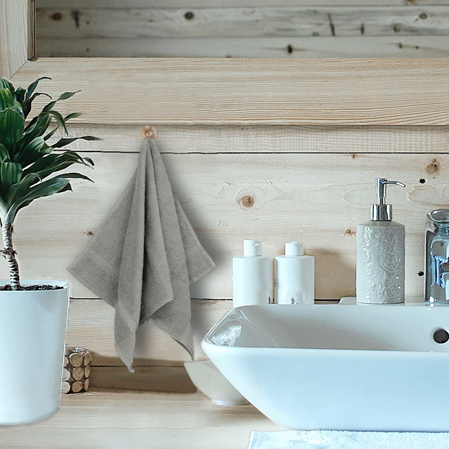 Bare Cotton – Juego de dos toallas de lujo para baño, sauna y spa con franja decorativa